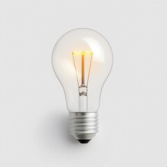 Vintage Light Bulb with Warm Glow on Plain Background for Creative Projects