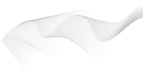 abstract background featuring a smooth, flowing wave made of thin black lines on a white background.The wave should have a three-dimensional appearance with gentle gradients and curves, giving a sense