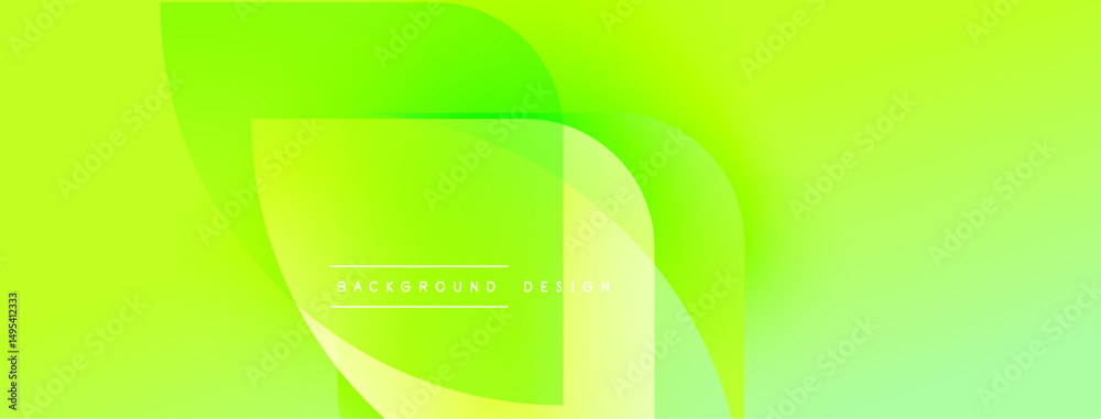 Leinwandbilder Bright green abstract background. Overlapping shapes create dynamic visual effect. Text reads background design. Simple, modern aesthetic.