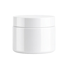Minimal White Cosmetic Jar Mockup with Smooth Matte Finish, Isolated on Transparent Background