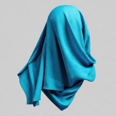 Naklejka premium Vibrant turquoise fabric draped over a sphere. Detailed folds and drapes accentuate the fabric's texture