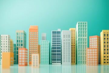 Colorful Building Models On Turquoise, Featuring Miniature Architectural Structures