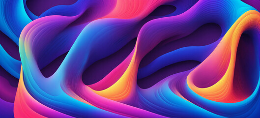 Obraz premium vibrant abstract waves in purple, blue, orange, and pink hues