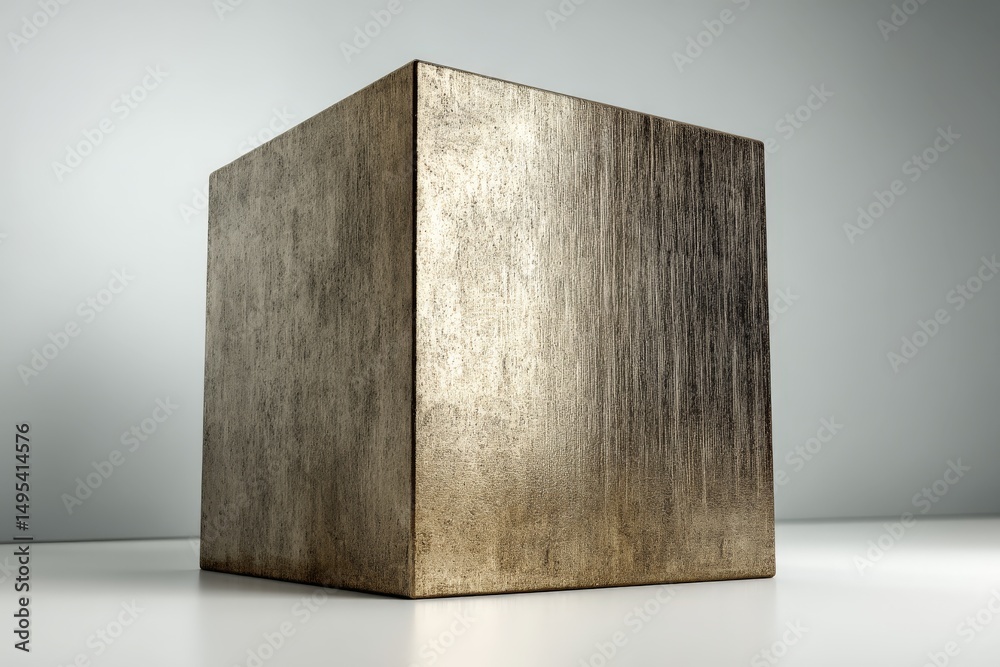 Aufkleber Modern metallic cube displayed on a clean surface in a well-lit studio environment