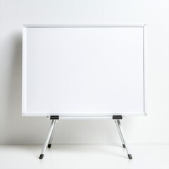 Blank Whiteboard on Metal Stand for Presentations and Creative Brainstorming