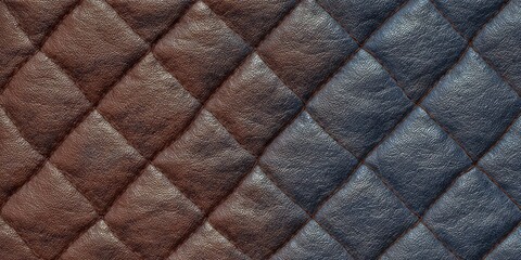 Fototapeta premium Textured Leather Background with Diamond Pattern in Rich Brown and Blue Tones for Fashion, Design, and Interior Decoration Projects