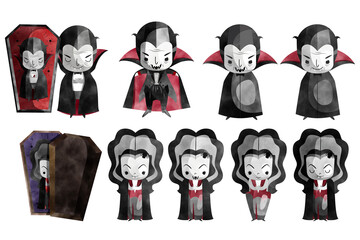 Watercolor Halloween Clipart Dracula design