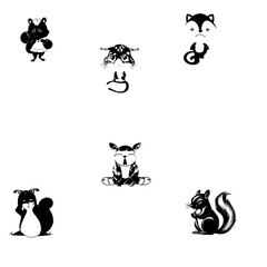 squirrel sad mood black  vector