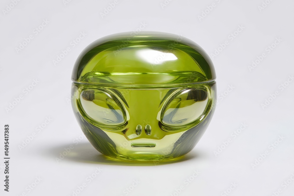 Poster unique green alien-shaped container designed for stylish storage of small items or accessories