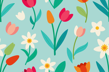 seamless pattern with tulips