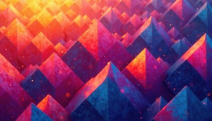 Abstract geometric shapes repeat endlessly forming a vibrant textile design , motif, image