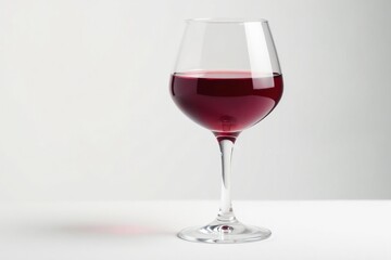 Rich red wine in elegant glass, pristine white backdrop, beverage, luxury
