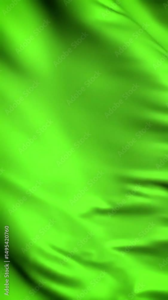 Poster Flowing Lime Green Fabric: Abstract Motion Background with Soft Folds and Subtle Light Play
