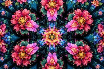 Intricate floral motif within a repeating hexagonal pattern , graphic, curve