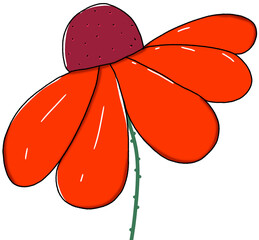 Orange blossoming flowers .Flower illustration. Flowers transparent background. Flower cartoon, falling petals