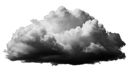 Dramatic Black and White Cloud Isolated on Transparent Background with High Contrast and Fine Atmospheric Detail.