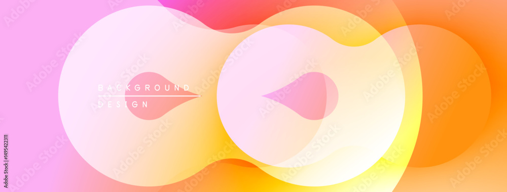 Poster Abstract colorful shapes overlap. Soft gradients create vibrant visual effect. Modern design suitable for backgrounds, presentations.