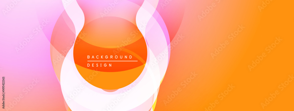 Poster Abstract orange design. Concentric circles create dynamic visual effect. Gradient colors blend smoothly, offering modern aesthetic.