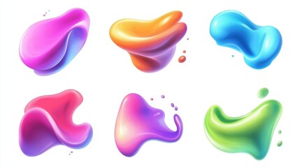 Colorful Fluid Shapes Collection Featuring Vibrant Abstract Swirls Perfect for Modern Design and Artistic Backgrounds in Various Creative Projects