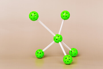 Molecular model with white connectors symbolizes science and innovation. Perfect for concepts of...