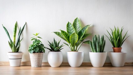Obraz premium Collection of potted houseplants in minimalist interior