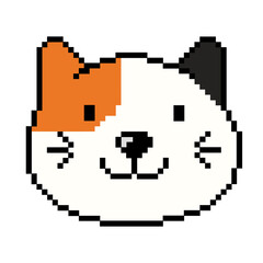 Obraz premium Flat design pixel art Black Tortie Maine cat illustration