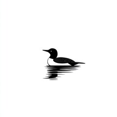 Obraz premium Simple black and white illustration of a bird on water. Possible use For educational materials, posters, or backgrounds