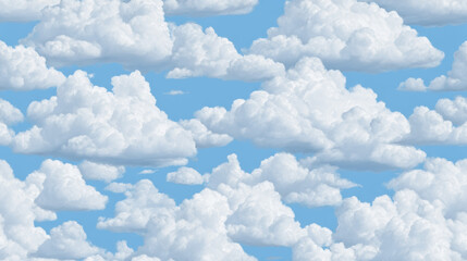 Naklejka premium Soft clouds create a serene blue sky background for seamless design