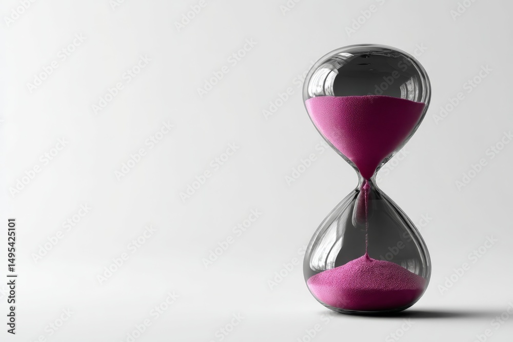 Poster Colorful hourglass on a minimalistic background demonstrating the passage of time in a calm setting