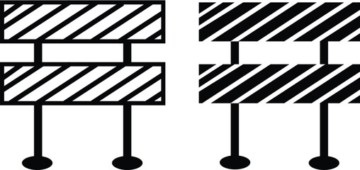 Road barrier icon Vector logo. Roadblock icon. Set of Road barrier or road block icon collection
