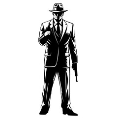 Mafia black and white silhouette
