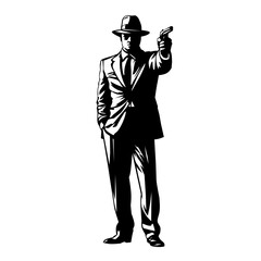 Mafia black and white silhouette