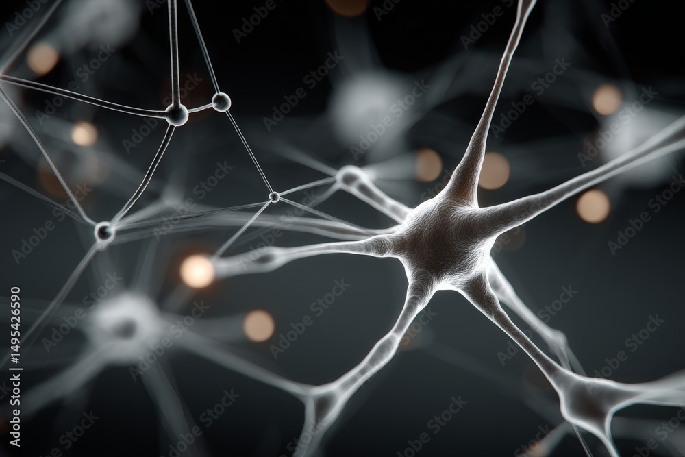 Fototapete intricate web of neurons showcasing complex connections in a dark setting