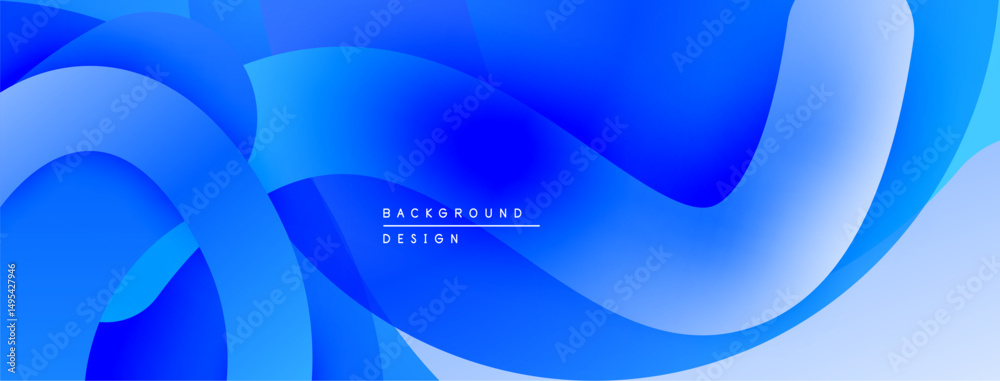 Poster abstract blue gradient waves create dynamic background. smooth curves, modern design, vibrant colors