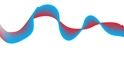 An abstract, undulating ribbon with a smooth color gradient transitioning from vibrant blue to bright red, twisting and flowing across a clean white background.