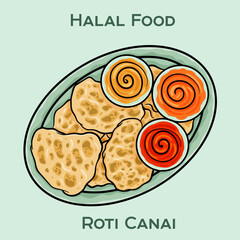 Roti Canai Halal is a popular Malaysian flatbread that is prepared in accordance with Islamic dietary laws.