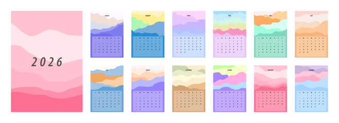 2026 Calendar Template. Week starts on Monday. Replaceable text. Portrait resolution