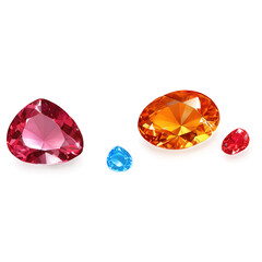 Precious stones isolate on white background. Selective focus. nature.