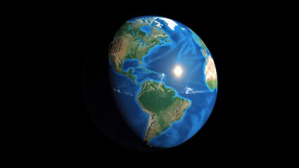 Fototapeta premium Illustration of the earth showing North and South America on black