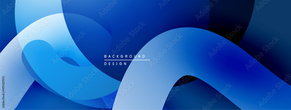 Aufkleber Abstract blue waves overlap, creating dynamic gradient background. Modern design suggests fluidity, depth, innovation.