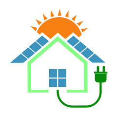 Solar Energy House Icon Eco Friendly Power Vector.