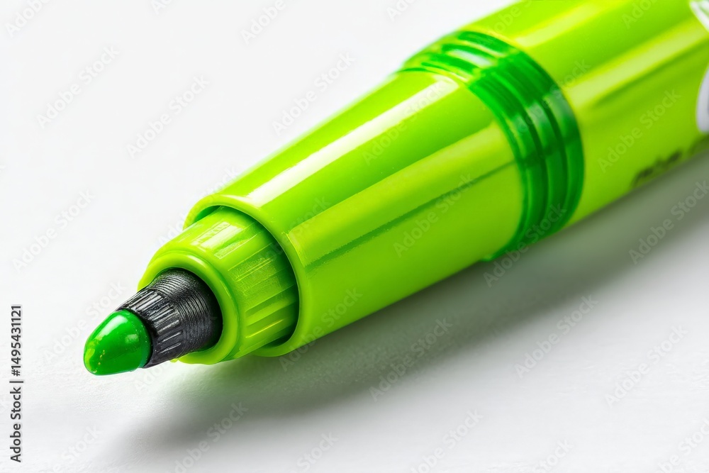 Poster Green marker on a white surface showcasing its fine tip design for precise writing or drawing