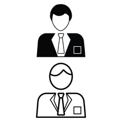 Professional businessman team concept in corporate office attire with tie and badge icon vector illustration for leadership management symbol.