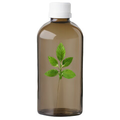 Bottle for essential oil isolate on white background. Selective focus. nature.