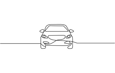 Modern city car continuous one line drawing. Sports car single line art illustration, Line Continuous Line Drawing background.
