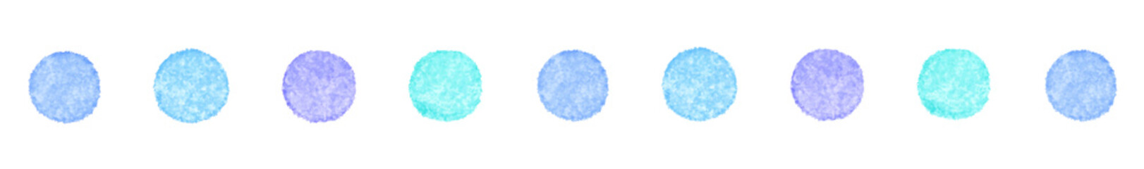 水彩風の青い水玉のライン素材