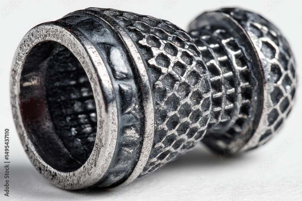 Aufkleber Detailed close-up of a metallic decorative object showcasing intricate patterns and textures