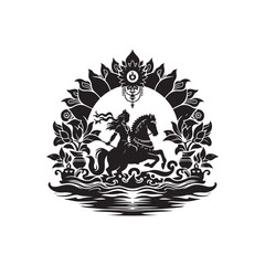 Ganga Dussehra Silhouette Vector Illustration, Solid White Background.