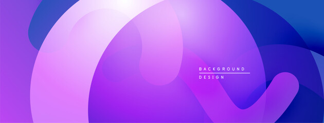 Abstract fluid shapes, vibrant purple hues blend seamlessly. Modern design evokes calm, creative energy. Minimalist aesthetic.