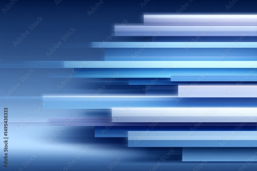 Poster abstract blue and white striped background representing digital motion and technology in a modern de